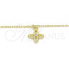 Collares con Dije 04.337.0007.1.16 Plata Rodinada, Diseño de Flor, con Zirconia Cubica Blanca, Pulido, Tono Dorado (Grosor 01 MM, 16 Pulgadas de Largo)