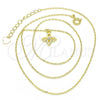 Collares con Dije 04.337.0007.1.16 Plata Rodinada, Diseño de Flor, con Zirconia Cubica Blanca, Pulido, Tono Dorado (Grosor 01 MM, 16 Pulgadas de Largo)