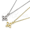 Collares con Dije 04.337.0007.1.16 Plata Rodinada, Diseño de Flor, con Zirconia Cubica Blanca, Pulido, Tono Dorado (Grosor 01 MM, 16 Pulgadas de Largo)