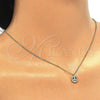 Collares con Dije 04.337.0008.1.16 Plata Rodinada, con Zirconia Cubica Blanca, Pulido, Tono Dorado (Grosor 01 MM, 16 Pulgadas de Largo)