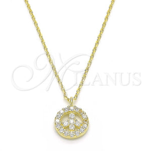 Collares con Dije 04.337.0008.1.16 Plata Rodinada, con Zirconia Cubica Blanca, Pulido, Tono Dorado (Grosor 01 MM, 16 Pulgadas de Largo)