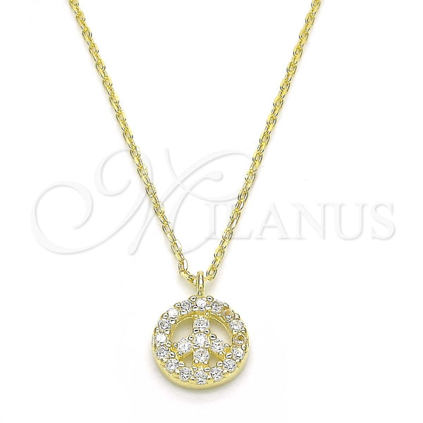 Collares con Dije 04.337.0008.1.16 Plata Rodinada, con Zirconia Cubica Blanca, Pulido, Tono Dorado (Grosor 01 MM, 16 Pulgadas de Largo)