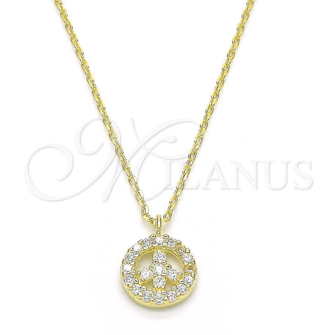 Collares con Dije 04.337.0008.1.16 Plata Rodinada, con Zirconia Cubica Blanca, Pulido, Tono Dorado (Grosor 01 MM, 16 Pulgadas de Largo)