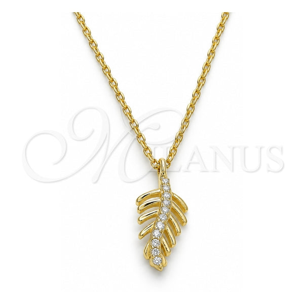 Collares con Dije 04.337.0009.1.16 Plata Rodinada, con Micro Pave Blanca, Pulido, Tono Dorado (Grosor 01 MM, 16 Pulgadas de Largo)