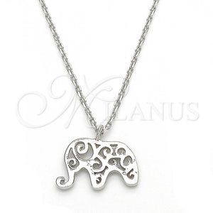 Collares con Dije 04.337.0010.16 Plata Rodinada, Diseño de Elefante, Pulido, Rodinado (Grosor 01 MM, 16 Pulgadas de Largo)