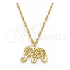 Collares con Dije 04.337.0010.1.16 Plata Rodinada, Diseño de Elefante, Pulido, Tono Dorado (Grosor 01 MM, 16 Pulgadas de Largo)