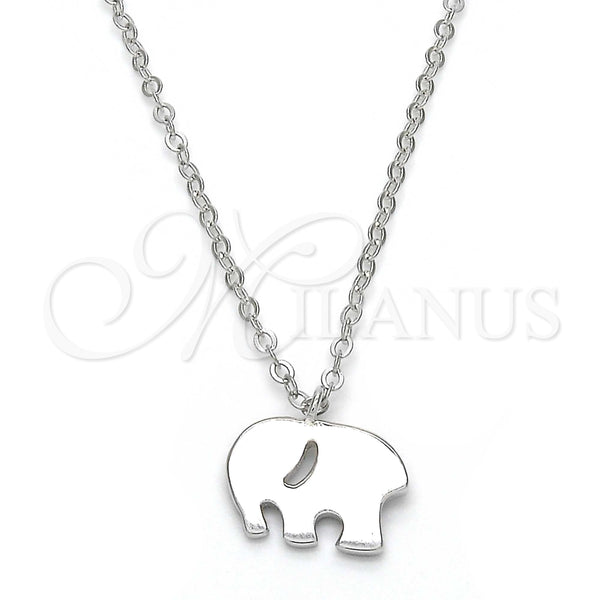 Collares con Dije 04.337.0014.16 Plata Rodinada, Diseño de Elefante, Pulido, Rodinado (Grosor 01 MM, 16 Pulgadas de Largo)