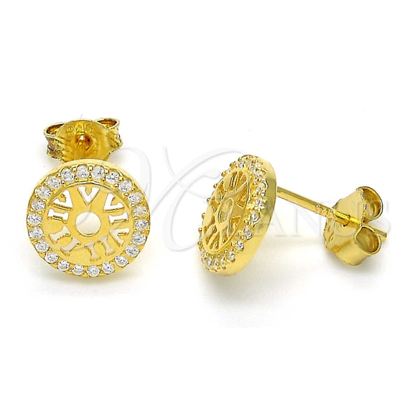 Arete Dormilona 02.292.0005.1 Plata Rodinada, con Micro Pave Blanca, Pulido, Tono Dorado