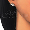 Arete Dormilona 02.285.0079.1 Plata Rodinada, Diseño de Elefante, con Blanca Micro Pave, Pulido, Tono Rosado