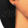 Arete Dormilona 02.186.0021.2 Plata Rodinada, Diseño de Flor, con Zirconia Cubica Granate y Blanca, Pulido, Tono Rosado