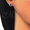 Arete Dormilona 02.186.0021.3 Plata Rodinada, Diseño de Flor, con Zirconia Cubica Zafiro Azul y Blanca, Pulido, Tono Rosado