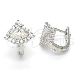 Argolla Huggie 02.186.0066.12 Plata Rodinada, con Zirconia Cubica Blanca, Pulido, Rodinado