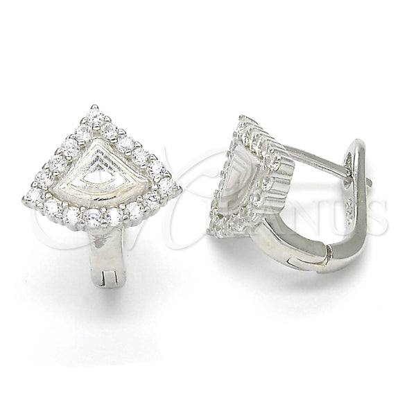 Argolla Huggie 02.186.0066.12 Plata Rodinada, con Zirconia Cubica Blanca, Pulido, Rodinado