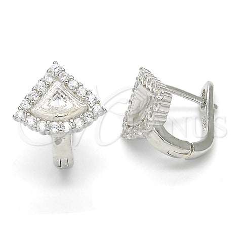 Argolla Huggie 02.186.0066.12 Plata Rodinada, con Zirconia Cubica Blanca, Pulido, Rodinado