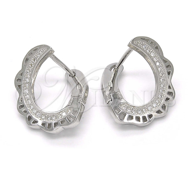 Argolla Huggie 02.186.0068.15 Plata Rodinada, con Blanca Micro Pave, Pulido, Rodinado