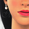 Arete Dormilona 02.186.0072 Plata Rodinada, Diseño de Gota, con Perla Marfil y Micro Pave Blanca, Pulido, Rodinado