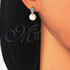 Arete Dormilona 02.186.0072 Plata Rodinada, Diseño de Gota, con Perla Marfil y Micro Pave Blanca, Pulido, Rodinado