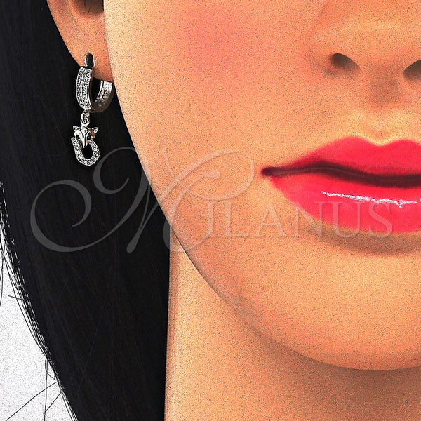 Arete Colgante 02.186.0078 Plata Rodinada, con Micro Pave Negro y Blanca, Pulido, Rodinado