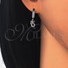 Arete Colgante 02.186.0078 Plata Rodinada, con Micro Pave Negro y Blanca, Pulido, Rodinado