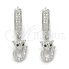 Arete Colgante 02.186.0078 Plata Rodinada, con Micro Pave Negro y Blanca, Pulido, Rodinado