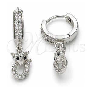 Arete Colgante 02.186.0078 Plata Rodinada, con Micro Pave Negro y Blanca, Pulido, Rodinado