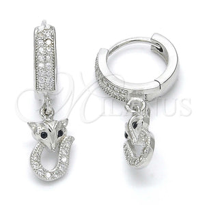Arete Colgante 02.186.0078 Plata Rodinada, con Micro Pave Negro y Blanca, Pulido, Rodinado
