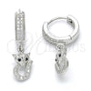 Arete Colgante 02.186.0078 Plata Rodinada, con Micro Pave Negro y Blanca, Pulido, Rodinado