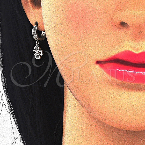 Arete Colgante 02.186.0079 Plata Rodinada, con Micro Pave Blanca, Pulido, Rodinado