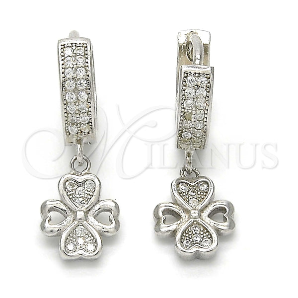 Arete Colgante 02.186.0079 Plata Rodinada, con Micro Pave Blanca, Pulido, Rodinado