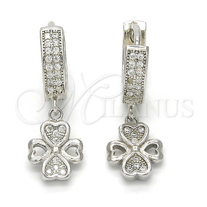Arete Colgante 02.186.0079 Plata Rodinada, con Micro Pave Blanca, Pulido, Rodinado