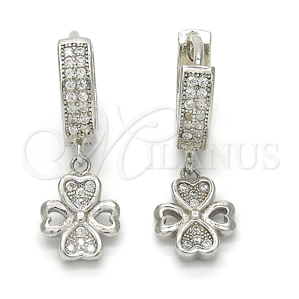 Arete Colgante 02.186.0079 Plata Rodinada, con Blanca Micro Pave, Pulido, Rodinado