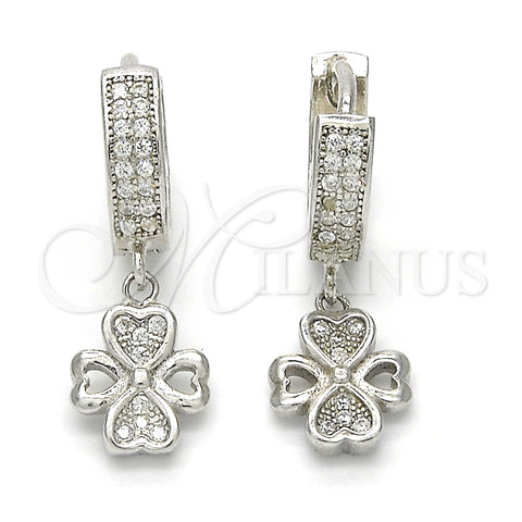 Arete Colgante 02.186.0079 Plata Rodinada, con Blanca Micro Pave, Pulido, Rodinado