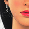 Arete Colgante 02.186.0080 Plata Rodinada, con Micro Pave Negro y Blanca, Pulido, Rodinado