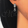 Arete Colgante 02.186.0080 Plata Rodinada, con Micro Pave Negro y Blanca, Pulido, Rodinado