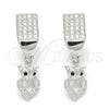 Arete Colgante 02.186.0080 Plata Rodinada, con Micro Pave Negro y Blanca, Pulido, Rodinado