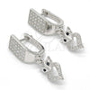 Arete Colgante 02.186.0080 Plata Rodinada, con Micro Pave Negro y Blanca, Pulido, Rodinado