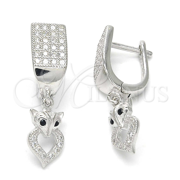 Arete Colgante 02.186.0080 Plata Rodinada, con Micro Pave Negro y Blanca, Pulido, Rodinado