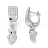 Arete Colgante 02.186.0080 Plata Rodinada, con Micro Pave Negro y Blanca, Pulido, Rodinado