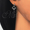Arete Largo 02.186.0086 Plata Rodinada, con Micro Pave Blanca, Pulido, Rodinado