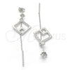 Arete Largo 02.186.0086 Plata Rodinada, con Micro Pave Blanca, Pulido, Rodinado