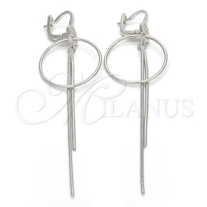 Arete Largo 02.186.0089 Plata Rodinada, con Micro Pave Blanca, Pulido, Rodinado