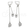 Arete Largo 02.186.0091 Plata Rodinada, con Zirconia Cubica Blanca, Pulido, Rodinado