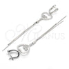 Arete Largo 02.186.0094 Plata Rodinada, Diseño de Corazón, con Micro Pave Blanca, Pulido, Rodinado