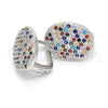Argolla Huggie 02.186.0102.12 Plata Rodinada, con Zirconia Cubica Multicolor, Pulido, Rodinado