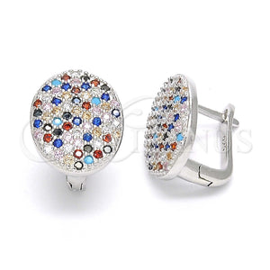 Argolla Huggie 02.186.0102.12 Plata Rodinada, con Zirconia Cubica Multicolor, Pulido, Rodinado