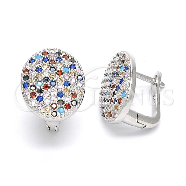 Argolla Huggie 02.186.0102.12 Plata Rodinada, con Zirconia Cubica Multicolor, Pulido, Rodinado