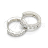 Argolla Huggie 02.186.0105.15 Plata Rodinada, con Zirconia Cubica Blanca, Pulido, Rodinado