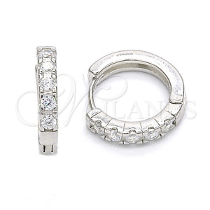 Argolla Huggie 02.186.0105.15 Plata Rodinada, con Zirconia Cubica Blanca, Pulido, Rodinado