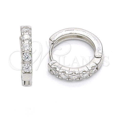 Argolla Huggie 02.186.0105.15 Plata Rodinada, con Zirconia Cubica Blanca, Pulido, Rodinado