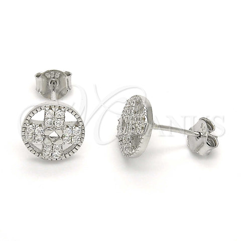 Arete Dormilona 02.186.0106 Plata Rodinada, con Blanca Zirconia Cubica, Pulido, Rodinado